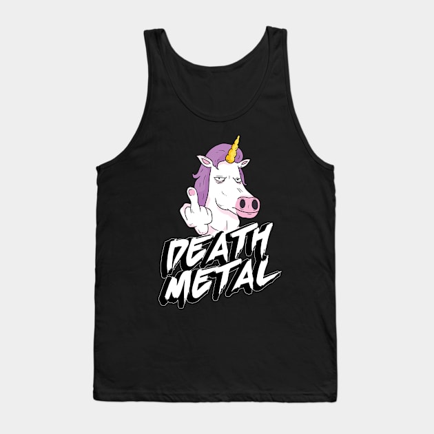 Death Metal Unicorn With Middlefinger Tank Top by PlimPlom